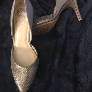 Shiny nude heels
